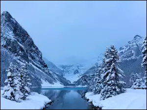 Banff, Zima, Rzeka, Góry, Park Narodowy