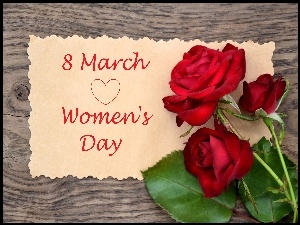 Deska, Dzień Kobiet, Kartka, Róże