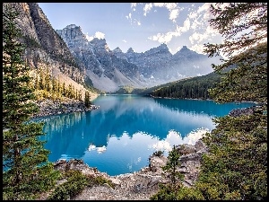 Kanada, Góry, Las, Jezioro, Banff