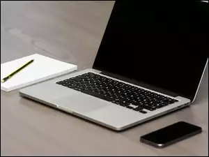Notatnik, Laptop, Apple, Telefon, Iphone