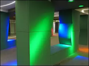Tunel, Oświetlenie, Filary, Kolorowe