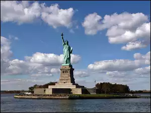 Liberty, Statua, Rzeka, Wolności, Hudson, Island