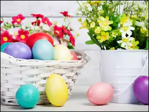 Koszyczek, Wielkanoc, Jajka, Pisanki, Kwiatki