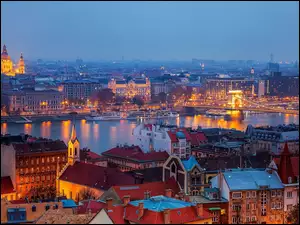 Panorama, Budapeszt, Rzeka, Węgry, Most, Miasta
