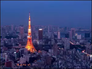 Tokio, Noc, Azja, Miasto, Japonia