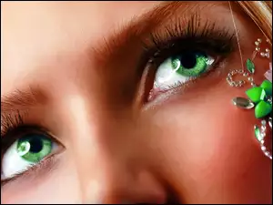 Zbliżenie, Kobieta, Zielone, Spojrzenie, Oczy