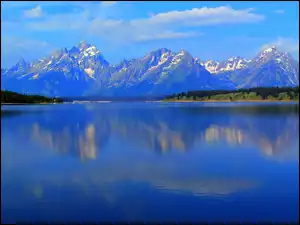 Góry, Wyoming, Jezioro, Grand Teton