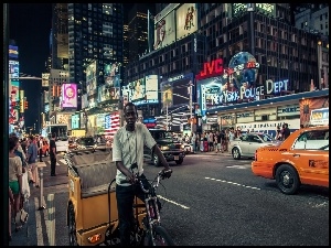 Miasto nocą, Stany Zjednoczone, Times Square, Nowy Jork, Ludzie