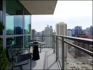 Miasta, Budynek, Wieżowce, Balkon, Panorama