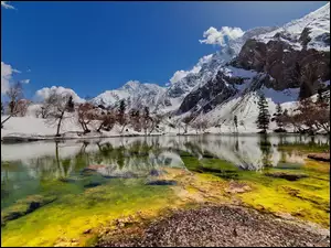 Dolina, Zima, Góry, Pakistan, Jezioro, Naltar