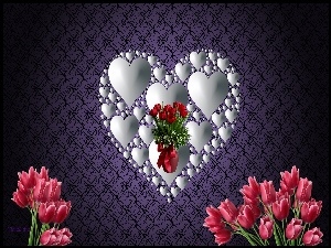 Walentynki, Grafika, Serce, Miłość, Tulipany