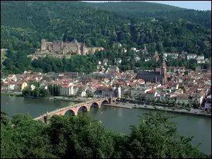 Zamek, Panorama, Neckar, Heidelberg, Rzeka, Badenia-Wirtembergia, Most, Miasta