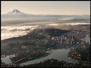 Chmury, Stany Zjednoczone, Miasto, Seattle, Góra