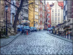 HDR, Gdańsk, Rower, Ulica, Kamienice