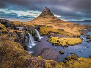 Wodospad, Islandia, Góra, Jezioro