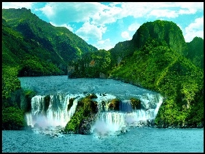 Góry, Wodospad, Jezioro