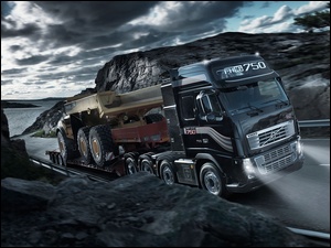 Ciężarówka, Volvo, Droga, FH16 750, Skały