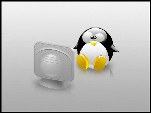 Linux, pingwin, grafika, monitor