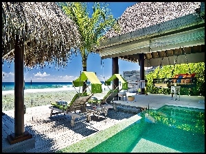 Malediwy, Morze, Hotel, Plaża, Basen