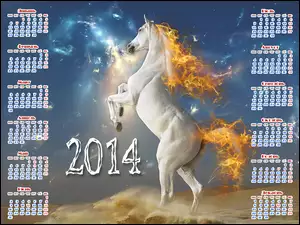 Kalendarz, Ogień, 2014, Koń