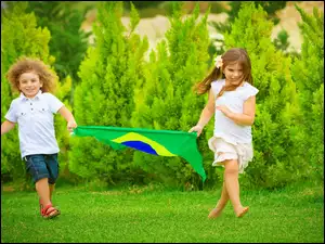 Łąka, Drzewa, Flaga, Świata, Dzieci, 2014, Brazylijska, Mistrzostwa
