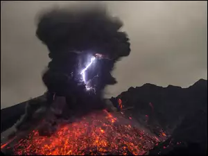 Wulkan, Ogień, Erupcja, Dym