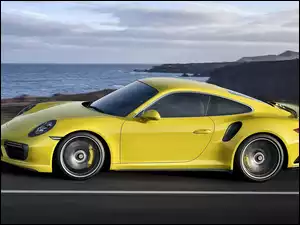 Jezioro, Żółte, 911 Turbo, Porsche, Droga