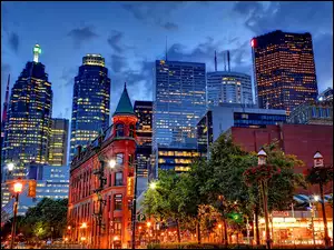 Toronto, Panorama, Ulice, Budynki, Kanada, Latarnie, Miasta
