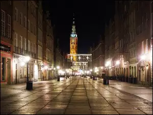 Latarnie, Miasto, Ulica, Gdańsk, Noc