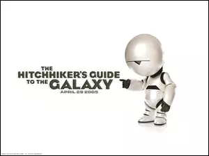 Hitchhikers Guide To The Galaxy, tło, napis, robot