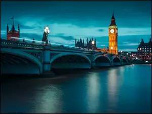 Big Ben, Anglia, Rzeka Tamiza, Londyn, Most Westminsterski