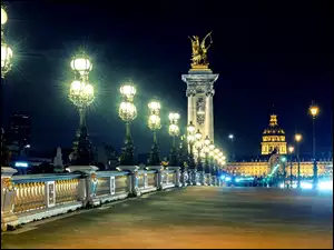 Lampy, Most, Paryż, Zamek, Noc, Oświetlenie