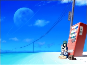 Dziewczyna, Anime, Plaża, Automat