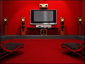 Audio-Video, Pokój, Kino, Czerwony, Domowe