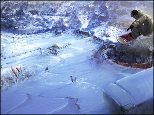 Skaczący snowboardzista