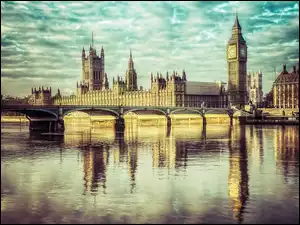 Big Ben, Londyn, Rzeka, Most, Zabytek