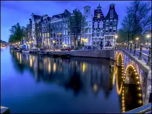 Amsterdam, Kamienice, Kanał, Most