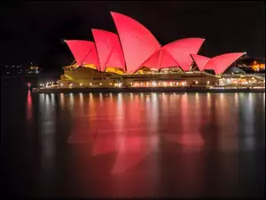 Noc, Opera, Sydney, W, Światła