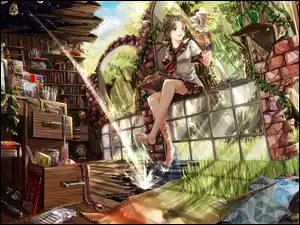 Manga Anime, Wnętrze, Dziewczyna, Pokój