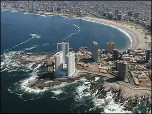 Plaża, Hotel, Chile, Morze, Cavancha, Miasto