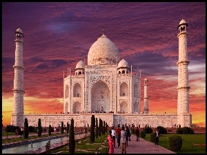 Drzewka Ozdobne, Indie, Tadż Mahal, Pałac, Ludzie