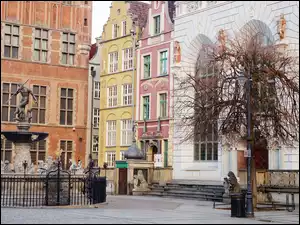 Zabytkowe, Posąg, Stare Miasto, Gdańsk, Kamienice, Dwór Artusa, Posejdon