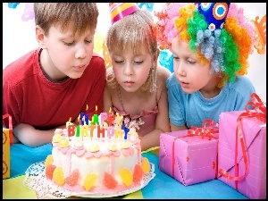 Urodziny, Prezenty, Dzieci, Tort