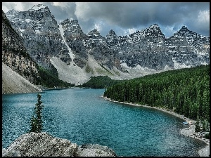 Skały, Góry, Jezioro Morenowe, Kanada