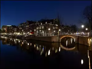 Kanał, Amsterdam, Noc