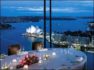 Restauracja, Opera w Sydney, Australia, Panorama, Sydney, Taras