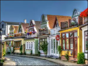 Domy, HDR, Kolorowe, Uliczka, Niemcy