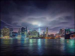 Nowy Jork, Most, Drapacze Chmur, Noc