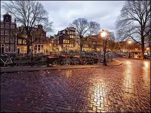 Amsterdam, Latarnie, Rowery, Kamienice