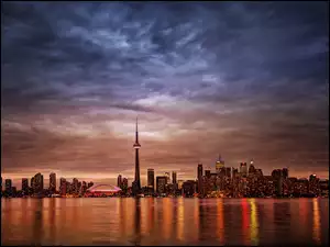 Kanada, Drapacze, Morze, Chmur, Toronto